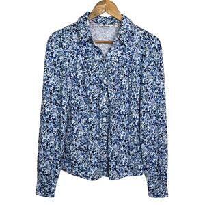 Boden US 4R Gathered Detail Shirt Dusty Blue, Floret Meadow